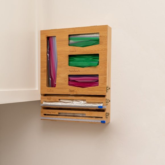 COPY - Bamboo Storage Bag Organizer 6 -n-1 with Foil and plastic wrap dispenser - Picture 5 of 5